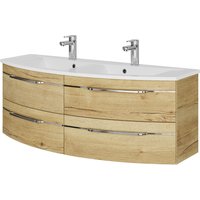 Saphir Waschtisch "Serie 7045 Mineralmarmor-Waschtisch und Unterschrank, 131 cm breit", Doppel-Waschplatz mit 4 Schubladen, Badmöbel Set mit Waschtisch von Saphir