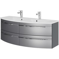 Saphir Waschtisch "Serie 7045 Mineralmarmor-Waschtisch und Unterschrank, 131 cm breit", Doppel-Waschplatz mit 4 Schubladen, Badmöbel Set mit Waschtisch von Saphir