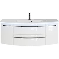 Saphir Waschtisch "Serie 7045 Mineralmarmor-Waschtisch und Unterschrank, 131 cm breit" Waschplatz mit 2 Schubladen, 2 Türen, Badmöbel Set mit Waschtisch von Saphir