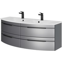 Saphir Waschtisch "Serie 7045 Mineralmarmor-Waschtisch und Unterschrank, 131 cm breit", Doppel-Waschplatz mit 4 Schubladen, Badmöbel Set mit Waschtisch von Saphir
