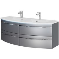 Saphir Waschtisch "Serie 7045 Mineralmarmor-Waschtisch und Unterschrank, 131 cm breit", Doppel-Waschplatz mit 4 Schubladen, Badmöbel Set mit Waschtisch von Saphir