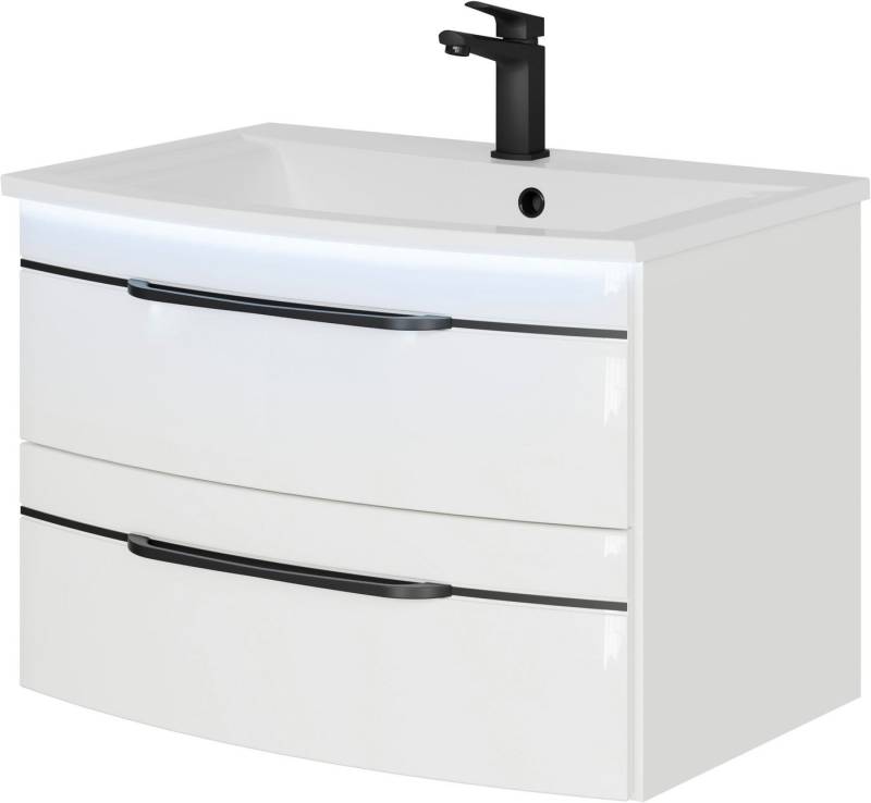 Saphir Waschtisch Serie 7045 Mineralmarmor-Waschtisch und Unterschrank, 71,5 cm breit, Waschplatz mit 2 Schubladen, Badmöbel Set mit Waschtisch von Saphir