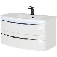 Saphir Waschtisch "Serie 7045 Mineralmarmor-Waschtisch und Unterschrank, 91 cm breit" Waschplatz mit 2 Schubladen, Badmöbel Set mit Waschtisch von Saphir