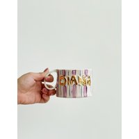 Custom Design Name Keramik Handgemachte Becher Handwerk Geschenkidee Kaffeetasse Geschenk Für Sie Einzigartige Personalisierte Geburtstag Jahrestag von SaphroniaCeramic