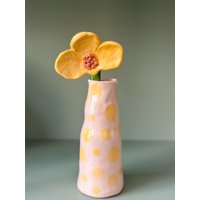 Gelbe Blumenvase Keramik Blumenstrauß Handgemachte Blumen-Keramik-Vase von SaphroniaCeramic
