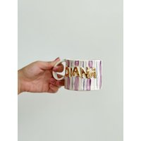 Custom Design Name Handgemachte Keramikbecher, Kaffeetasse, Keramik von SaphroniaHandmades