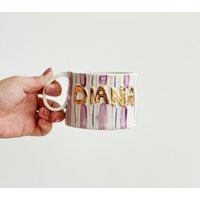 Individuelles Design Mit Namen, Handgefertigte Keramiktasse Aus Keramik, Bastel-Geschenkidee, Kaffeetasse, Geschenk Für Sie, Einzigartiges von SaphroniaHandmades