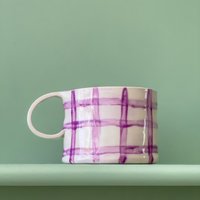 Lila Quadrate Keramik Handgemachte Becher Handwerk Geschenkidee Kaffeetasse Geschenk Für Sie Einzigartige Personalisierte Geburtstag Jahrestag von SaphroniaHandmades