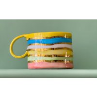 Linien Keramik Handgemachte Becher Handwerk Geschenkidee Kaffeetasse Geschenk Für Sie Einzigartige Personalisierte Geburtstag Jahrestag von SaphroniaHandmades