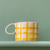 Orange Quadrate Keramik Handgemachte Becher Handwerk Geschenkidee Kaffeetasse Geschenk Für Sie Einzigartige Personalisierte Geburtstag Jahrestag von SaphroniaHandmades