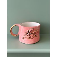 Rosa Blume Keramik Handgemachte Becher Handwerk Geschenkidee Kaffeetasse Geschenk Für Sie Einzigartige Personalisierte Geburtstag Jahrestag von SaphroniaHandmades
