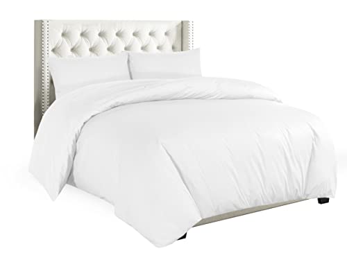 Uni Bettbezug mit Kissen Bügelfreies Bettlaken Perkal Bettbezug Betten Schlafzimmer Set, Weiß, Einzelbett von Sapphire Collection