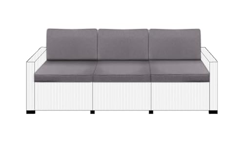 SAPPHIRE Ersatzkissen für Keter Allibert California Rattan, Outdoor-Gartenmöbel, wasserabweisend, Rattan, Terrassenset, Sofakissen, Grau (Grau, 3-Sitzer, 6 Stück) von Sapphire