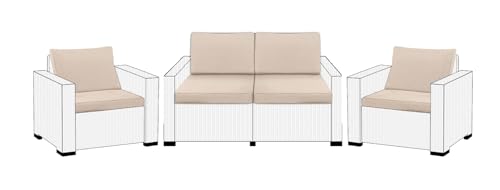 SAPPHIRE Ersatzkissen für Keter Allibert California Rattan, Outdoor-Gartenmöbel, wasserabweisend, Rattan, Terrassenset, Sofakissen, Grau (Sand, 4-Sitzer, 8 Stück) von Sapphire