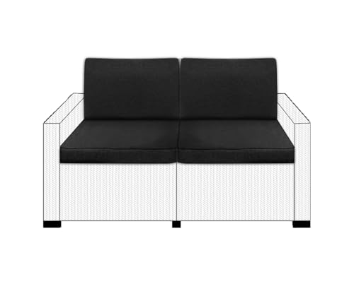 SAPPHIRE Ersatzkissen für Keter Allibert California Rattan, Outdoor-Gartenmöbel, wasserabweisend, Rattan, Terrassenset, Sofakissen, Grau (Schwarz, 2-Sitzer, 4 Stück) von Sapphire