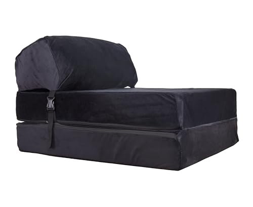 SAPPHIRE Faltbarer Z-Bettstuhl, wasserabweisend, abnehmbarer Bezug, Schlafsofa, Futon-Matratze, Schlafzimmer, Wohnzimmermöbel, weich, leicht und bequem, ergonomisches Design (schwarz) von Sapphire
