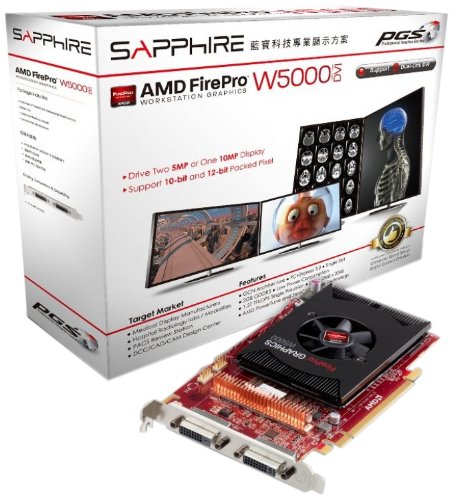 Sapphire AMD Firepro W5000 Grafikkarte ATI (PCI-e, 2GB, GDDR5 Speicher, DVI, 1 GPU) von Sapphire