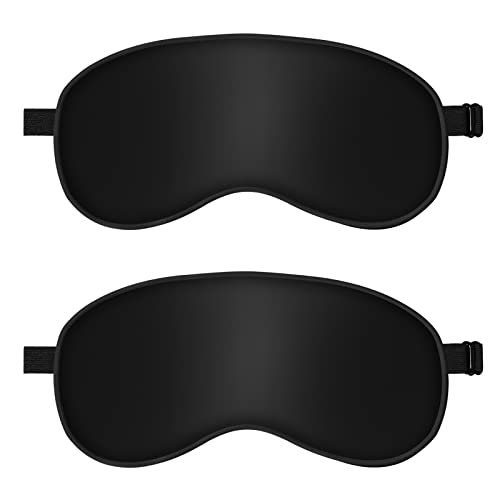Sapphome 2 Pcs Schlafmaske - Ultraweiche Blackout-Reisemaske, ergonomische Augenmaske zum Schlafen mit Verstellbarem Riemen, 2 Stück von Sapphome