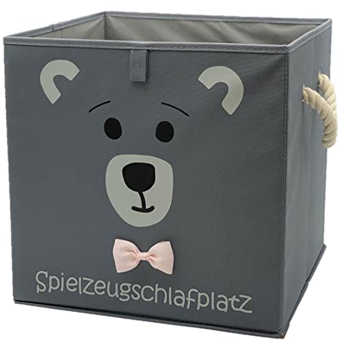 Sappralot Kids - Bär Aufbewahrungsbox grau für Kinder, Baby Aufbewahrungskorb, schöne praktische Spielzeugkiste für jedes Kinderzimmer, kompatibel mit IKEA Kallax Regale (33x33x33), Bär (rosa) von Sappralot Kids