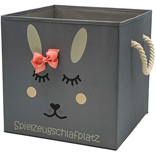 Sappralot Kids - Hase Aufbewahrungsbox grau für Kinder, Baby Aufbewahrungskorb, schöne praktische Spielzeugkiste für jedes Kinderzimmer, kompatibel mit IKEA Kallax Regale (33x33x33), Hase (lachs) von Sappralot Kids