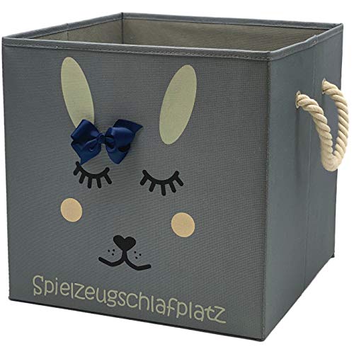 Sappralot Kids - Hase Aufbewahrungsbox grau für Kinder, Baby Aufbewahrungskorb, schöne praktische Spielzeugkiste für jedes Kinderzimmer, kompatibel mit IKEA Kallax Regale (33x33x33), Hase (Marine) von Sappralot Kids