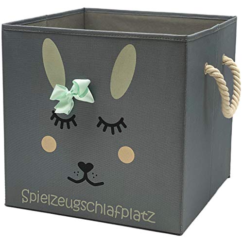 Sappralot Kids - Hase Aufbewahrungsbox grau für Kinder, Baby Aufbewahrungskorb, schöne praktische Spielzeugkiste für jedes Kinderzimmer, kompatibel mit IKEA Kallax Regale (33x33x33), Hase (Mint) von Sappralot Kids
