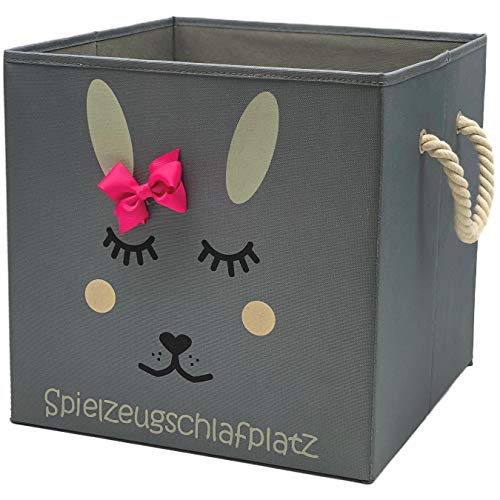 Sappralot Kids - Hase Aufbewahrungsbox grau für Kinder, Baby Aufbewahrungskorb, schöne praktische Spielzeugkiste für jedes Kinderzimmer, kompatibel mit IKEA Kallax Regale (33x33x33), Hase (pink) von Sappralot Kids