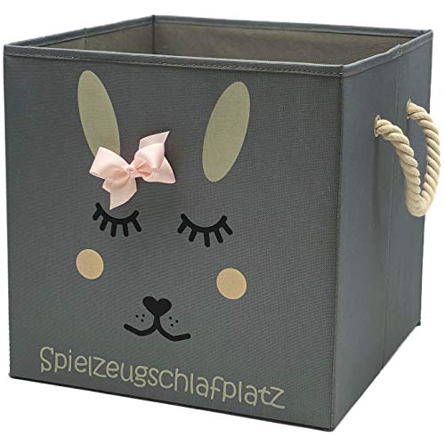 Sappralot Kids - Hase Aufbewahrungsbox grau für Kinder, Baby Aufbewahrungskorb, schöne praktische Spielzeugkiste für jedes Kinderzimmer, kompatibel mit IKEA Kallax Regale (33x33x33), Hase (rosa) von Sappralot Kids
