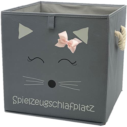 Sappralot Kids - Katze Aufbewahrungsbox grau für Kinder, Baby Aufbewahrungskorb, schöne praktische Spielzeugkiste für jedes Kinderzimmer, kompatibel mit IKEA Kallax Regale (33x33x33), Katze (rosa) von Sappralot Kids