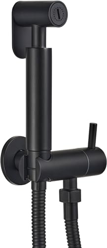 Saqu Bidet Armatur - Mit Handbrause, Brausehalter und Duschschlauch - Schwenkbarer Anschluss - Edelstahl - mit Befestigungsmaterial - Matt Schwarz Saqu Bidet Armatur - Mit Handbrause, Brausehalter und Duschschlauch - Schwenkbarer Anschluss - Edelstahl - mit Befestigungsmaterial - Matt Schwarz von Saqu