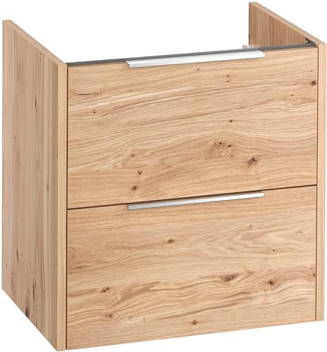 Saqu Lima Waschbeckenunterschrank ohne Griff 60x39,5x60 cm Vormontiert - Natureiche - Unterschränke fürs Bad, Unterschrank, Waschtischunterschrank, Badezimmerschrank von Saqu