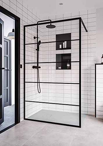 Saqu Miralo Duschwand inkl. Antikalk 90x200 cm - Walk in Dusche mit Stabilisator - NANO Glas Duschtrennwand Badewanne Duschwand Matt Schwarz Saqu Miralo Duschwand inkl. Antikalk 90x200 cm - Walk in Dusche mit Stabilisator - NANO Glas Duschtrennwand Badewanne Duschwand Matt Schwarz von Saqu