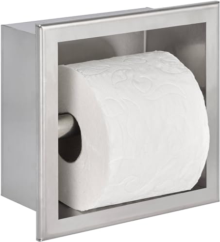 Saqu Square Unterputz Toilettenpapierhalter - Pflegeleicht - Edelstahl - Klopapierhalter - WC ganitur - mit Zubehör und Schrauben von Saqu