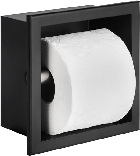 Saqu Square Unterputz Toilettenpapierhalter - Pflegeleicht - Matt Schwarz - Klopapierhalter - WC ganitur - mit Zubehör und Schrauben von Saqu