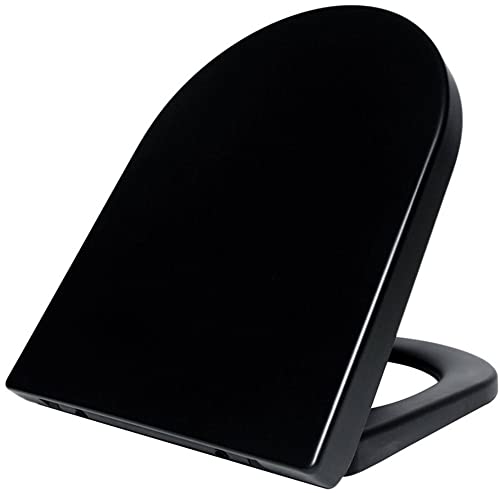 Saqu Touch WC-Sitz mit Softclose und Quick-Release 35,9x46,4x5 cm - Matt Schwarz - Toilettendeckel mit Absenkautomatik, Klodeckel Toilettensitz von Saqu