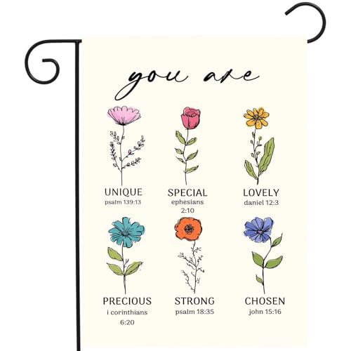 Christliche Gartenflagge, Bibelvers "God Says You are", inspirierende Flaggen für draußen, 30,5 x 45,7 cm, doppelseitig, floral, religiöse Banner, lustige saisonale Outdoor-Rasen-Weihnachtsdekoration Christliche Gartenflagge, Bibelvers "God Says You are", inspirierende Flaggen für draußen, 30,5 x 45,7 cm, doppelseitig, floral, religiöse Banner, lustige saisonale Outdoor-Rasen-Weihnachtsdekoration von Sara