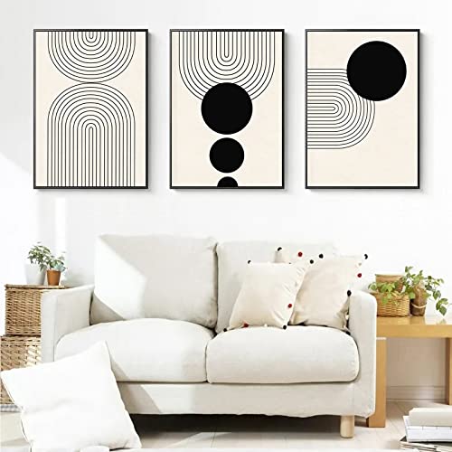 3er Poster Set Abstrakt Wandbilder Bilder Schwarz und weiß Bilder Set Moderne Leinwandbilder Wandposter OHNE Rahmen Wohnzimmer Schlafzimmer Decor (30x40 cm) von Sarah Duke