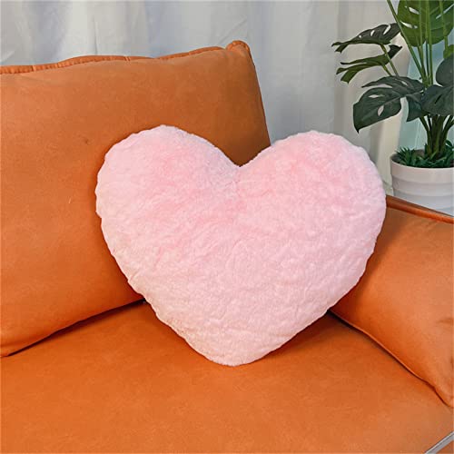 HerzKissen Stoff Plüschkissen Plüsch Dekoratives Kissen Herzform Flauschige Dekokissen Zierkissen Herzkissen Kuschelkissen für Kinder, Mädchen, Sofa (Rosa) von Sarah Duke