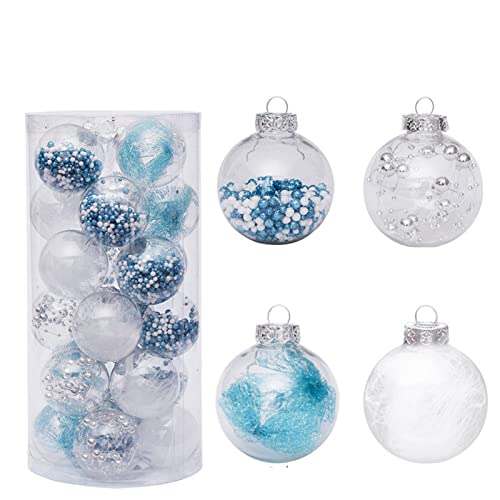 Sarah Duke 24 Stück Grün Weihnachtskugeln Kunststoff Christbaumkugeln Set Baumschmuck Weihnachtsbaum Dekor für Weihnachten Hochzeit Party (Blau) von Sarah Duke