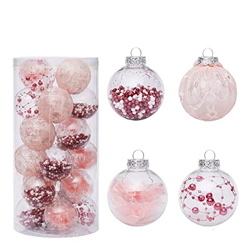 Sarah Duke 24 Stück Grün Weihnachtskugeln Kunststoff Christbaumkugeln Set Baumschmuck Weihnachtsbaum Dekor für Weihnachten Hochzeit Party (Rosa) von Sarah Duke