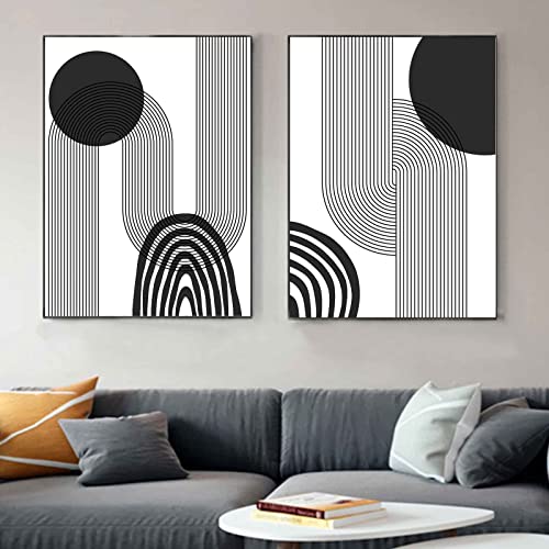 Sarah Duke 2er Abstrak Poster Set Wandbilder Modern Schwarz Weiß Bilder Set Leinwand Wandbild Wohnzimmer Decor, Ohne Rahmen (30x40cm) von Sarah Duke