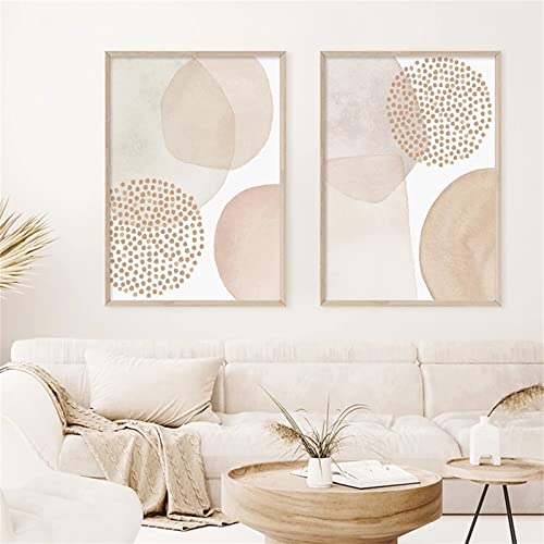 Sarah Duke 2er Abstrakt Poster Set, Beige Geometrie Leinwandbilder, Ohne Rahmen Wandbilder, Boho Wanddeko für Schlafzimmer und Wohnzimmer (30 x 40 cm) von Sarah Duke