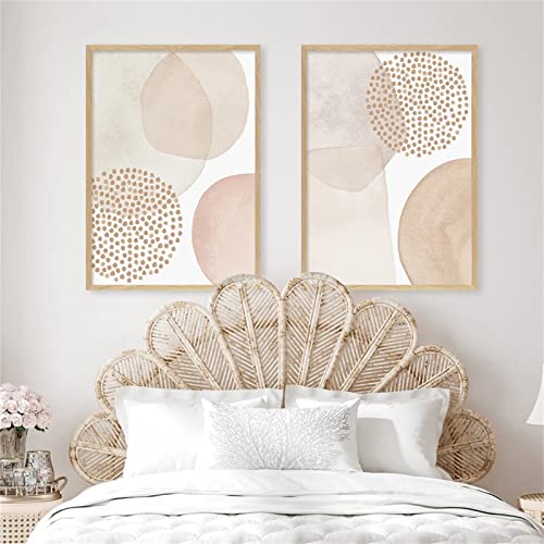 Sarah Duke 2er Abstrakt Poster Set, Beige Geometrie Leinwandbilder, Ohne Rahmen Wandbilder, Boho Wanddeko für Schlafzimmer und Wohnzimmer (40 x 50 cm) von Sarah Duke