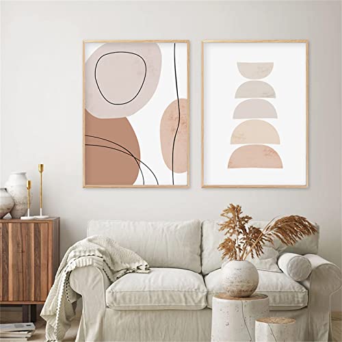 Sarah Duke 2er Boho Poster Set, Beige Geometrie Wandbilder Kunstposter, Ohne Rahmen Leinwandbilder, Abstrakt Wanddeko für Schlafzimmer und Wohnzimmer (50 x 70 cm) von Sarah Duke