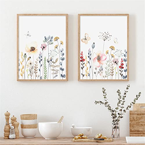 2er Poster Set, Abstrakt Blumen Wandbilder Aesthetic Bilder Leinwandbilder, Ohne Rahmen Wandbilder, Boho Deko Wandposter Bilder Wohnzimmer Schlafzimmer (A,40x50cm) von Sarah Duke