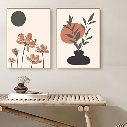Sarah Duke 2er Poster Set, Modern Beige Wandbilder Abstrakt Blumen Leinwandbilder, Romantisch Bilder Set Wanddecor für Wohnzimmer Schlafzimmer Ohne Rahmen (30x40 cm) von Sarah Duke