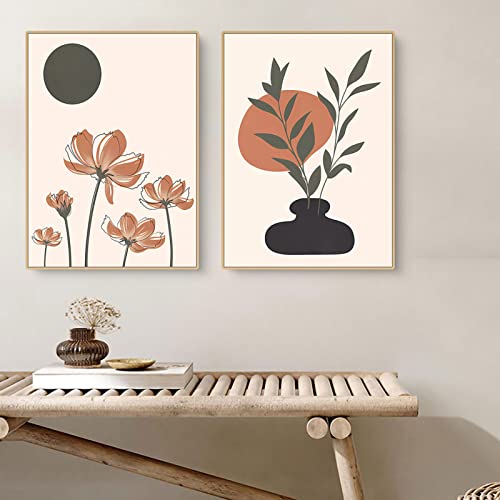 Sarah Duke 2er Poster Set, Modern Beige Wandbilder Abstrakt Blumen Leinwandbilder, Romantisch Bilder Set Wanddecor für Wohnzimmer Schlafzimmer Ohne Rahmen (50x70 cm) von Sarah Duke