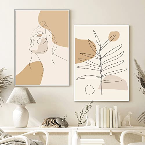 Sarah Duke 2er Poster Set Premium Abstrakt Leinwandbilder Boho Beige Wandbilder Weibliche Aesthetic Bilder Prints Kunstdrucke Bilder Schlafzimmer Wohnzimmer Deko (40 * 50 cm) von Sarah Duke