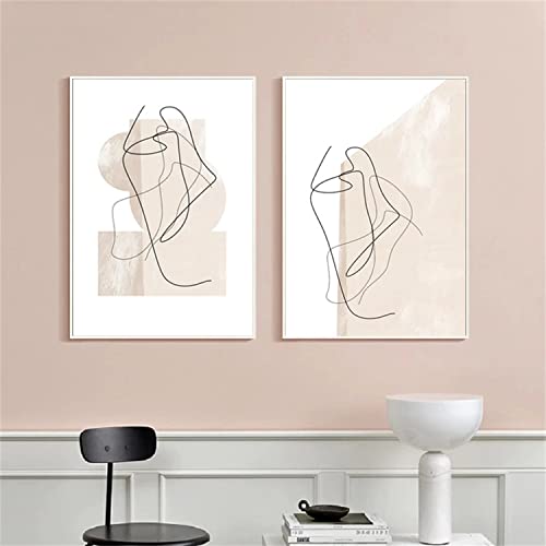 Sarah Duke 2er Premium Poster Set, Abstrakt Geometrie Leinwandbilder, Ohne Rahmen Wandbilder, Poster Vintage, Boho Wanddeko für Schlafzimmer und Wohnzimmer (50x70cm) von Sarah Duke