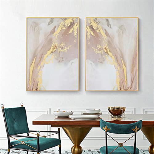 Sarah Duke 2er Premium Poster Set, Leinwand Bilder Gold Marmor Muster Kunstposter, OHNE Rahmen, Wandbilder Wohnzimmer Deko Schlafzimmer (30x40cm) von Sarah Duke